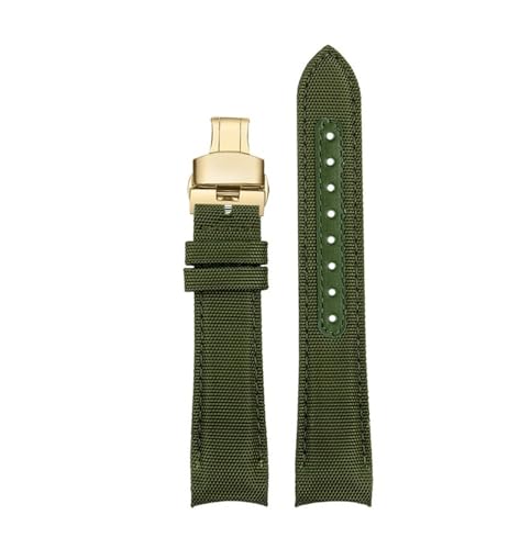 BPBZUTUMDZ 20mm 22mm Armband passend for Omega Fit for Seamaster 300 Leder Nylon Canvas Handgelenkarmband passend for Rolex Water Ghost Uhrenarmband mit gebogenem Ende(Army Green gk bk,20mm) von BPBZUTUMDZ