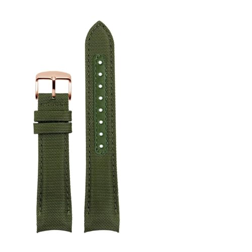 BPBZUTUMDZ 20mm 22mm Armband passend for Omega Fit for Seamaster 300 Leder Nylon Canvas Handgelenkarmband passend for Rolex Water Ghost Uhrenarmband mit gebogenem Ende(Army Green rg,22mm) von BPBZUTUMDZ