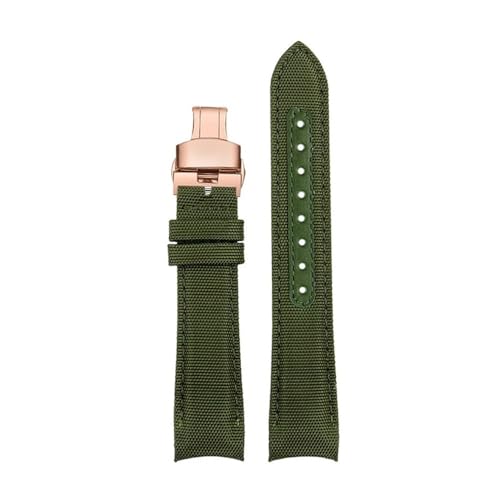 BPBZUTUMDZ 20mm 22mm Armband passend for Omega Fit for Seamaster 300 Leder Nylon Canvas Handgelenkarmband passend for Rolex Water Ghost Uhrenarmband mit gebogenem Ende(Army Green rg bk,20mm) von BPBZUTUMDZ