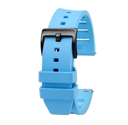 BPBZUTUMDZ 20mm 22mm Gummi-Fluor-Uhrenarmband passend for Huawei passend for Mido passend for Steuermann Navigator passend for Seiko Canned Series Gummiarmband(Sky Blue bk,20mm) von BPBZUTUMDZ