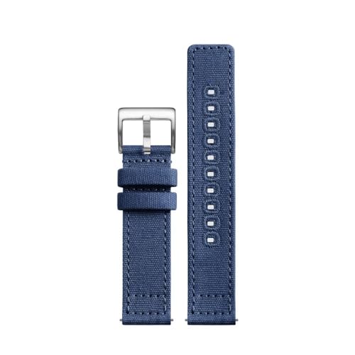 BPBZUTUMDZ Doppelseitiges Canvas-Uhrenarmband mit atmungsaktiver und weicher Passform for Hamilton/Fit for Seiko/Fit for CITIZEN/Fit for SEA-GULL Watch 18mm20 22mm Uhrenzubehör(Blue sk,20mm) von BPBZUTUMDZ