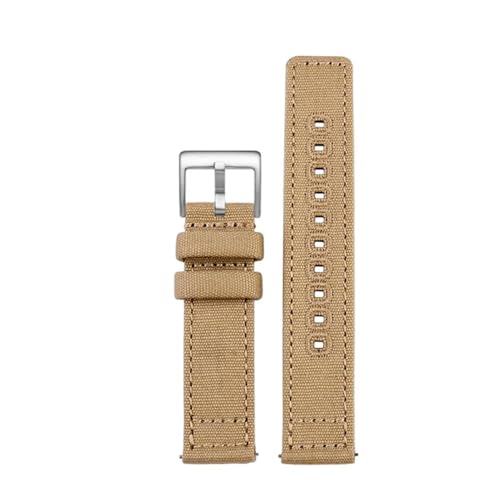 BPBZUTUMDZ Doppelseitiges Canvas-Uhrenarmband mit atmungsaktiver und weicher Passform for Hamilton/Fit for Seiko/Fit for CITIZEN/Fit for SEA-GULL Watch 18mm20 22mm Uhrenzubehör(Khaki sk,22mm) von BPBZUTUMDZ
