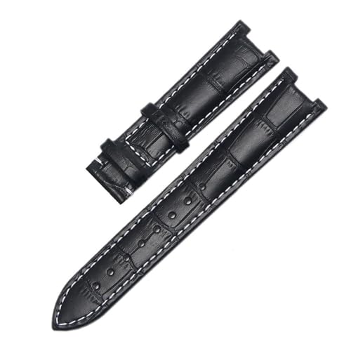 BPBZUTUMDZ Lederarmband, passend for GC-Armband, 22 x 13 mm, 20 x 11 mm, gekerbtes Armband mit Edelstahlschnalle(Black w no clasp,22-13mm) von BPBZUTUMDZ