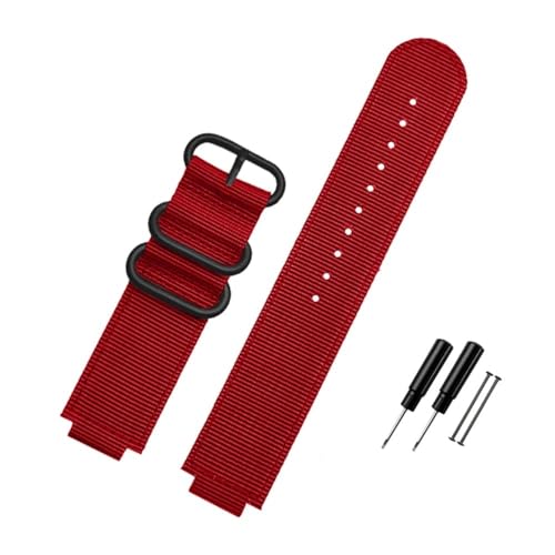 BPBZUTUMDZ Nylon Canvas Armband 24 * 16mm Konvexe Schnittstelle Schwarz Armee Grün Blau Männer Armband Fit for Timex ADVENTURE T2N721 T2N720 TW2T76500(Red-B pin) von BPBZUTUMDZ