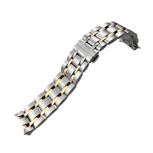 BPBZUTUMDZ Uhrenzubehör 22 mm 23 mm 24 mm passend for Tissot 1853 Couturier T035 Edelstahlarmband T035407A T035627A Herren-Business-Uhrenarmband(Silver Golden,23mm) von BPBZUTUMDZ