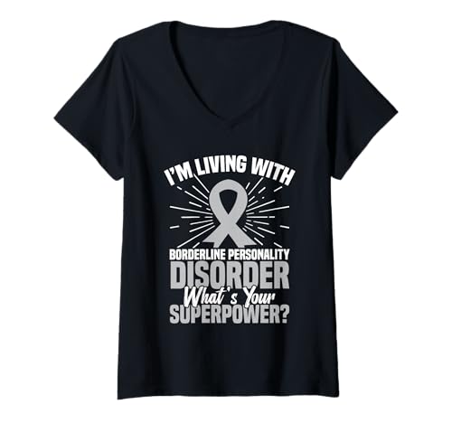Damen BPD-Bewusstseinsunterstützung EUPD Borderline-Persönlichkeitsstörung T-Shirt mit V-Ausschnitt Damen BPD-Bewusstseinsunterstützung EUPD Borderline-Persönlichkeitsstörung T-Shirt mit V-Ausschnitt von BPD Outfit For Borderline Personality Disorder