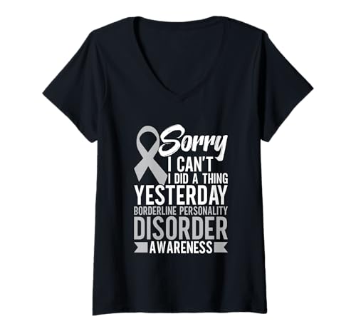 Damen Borderline Disorder Warrior EUPD Design BPD Awarenesss T-Shirt mit V-Ausschnitt Damen Borderline Disorder Warrior EUPD Design BPD Awarenesss T-Shirt mit V-Ausschnitt von BPD Outfit For Borderline Personality Disorder