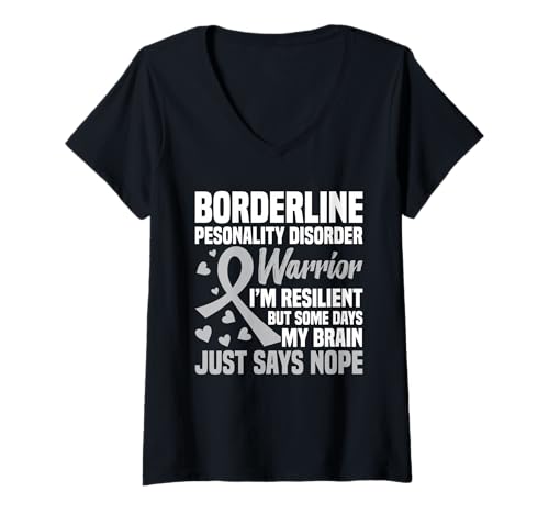 Damen Borderline Warrior BPD EUPD Awareness Persönlichkeitsstörung T-Shirt mit V-Ausschnitt Damen Borderline Warrior BPD EUPD Awareness Persönlichkeitsstörung T-Shirt mit V-Ausschnitt von BPD Outfit For Borderline Personality Disorder