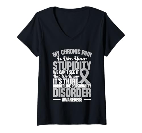 Damen EUPD Warrior BPD Awareness Borderline-Persönlichkeitsstörung T-Shirt mit V-Ausschnitt Damen EUPD Warrior BPD Awareness Borderline-Persönlichkeitsstörung T-Shirt mit V-Ausschnitt von BPD Outfit For Borderline Personality Disorder
