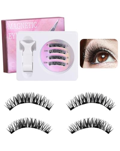 BPTRKOM 1 Paar 3D Magnet Wimpern Natural Look - Wiederverwendbare Wimpern ohne Kleber - Wasserdicht & einfach mit Applikator - Kein Eyeliner benötigt - Magnetisch haftend (01) von BPTRKOM