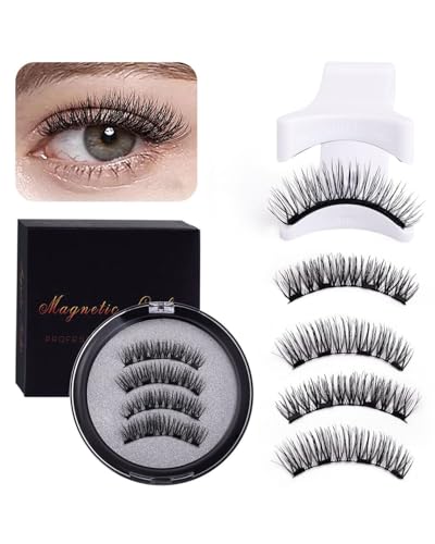 BPTRKOM 1 Paar 3D Magnet Wimpern Natural Look - Wiederverwendbare Wimpern ohne Kleber - Wasserdicht & einfach mit Applikator - Kein Eyeliner benötigt - Magnetisch haftend (04) von BPTRKOM