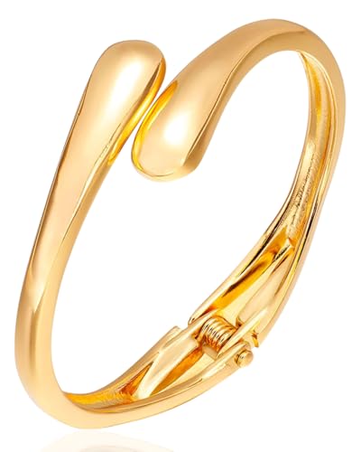 BPTRKOM 1 Stück Goldener Damen-Armreif im Tropfen-Design – Klobiges Scharnier-Armband mit de Bypass-Verschluss | Statement-Schmuck für de Handgelenk & Arm | Elegantes Armband für besondere Anlässe von BPTRKOM