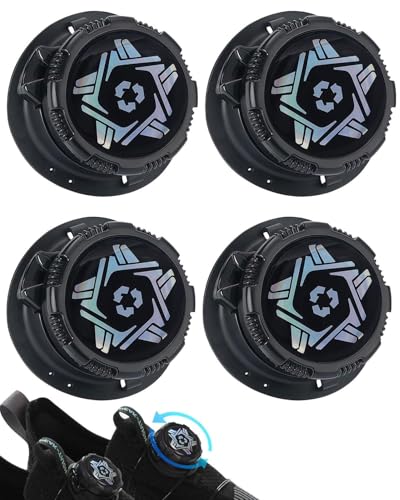 BPTRKOM 4 Stück Schnellverschluss für Schuhe mit Drehmechanismus -Automatische Schnürsenkel ohne Binden- Universal für Sportschuhe,Arbeitsschuhe Wanderschuhe - Ideal für Erwachsene & Kinder (Schwarz) von BPTRKOM