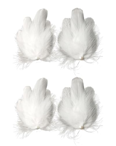BPTRKOM 4er-Set Weiß Feder-Haarspangen mit Perlen - Eleganter Kopfschmuck für Ballett, Hochzeit & Cosplay - Ideal für Frauen und Mädchen (Karneval/Kostüm/Party) von BPTRKOM