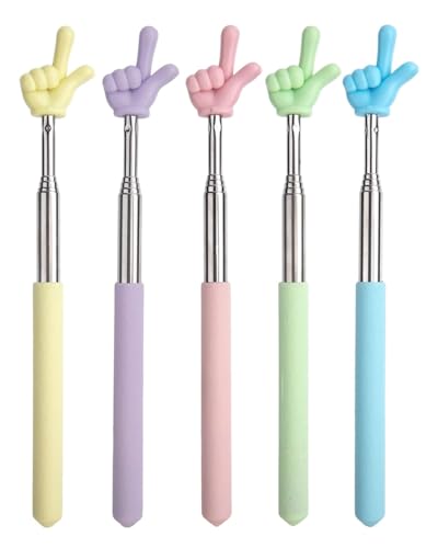 BPTRKOM 5 Stück ausziehbarer Zeigestab Finger Zeigestock- Bunte Fingerform-Designs für Lehrer & Vortragende - Praktischer Teleskop-Zeiger für Unterricht & Präsentationen von BPTRKOM