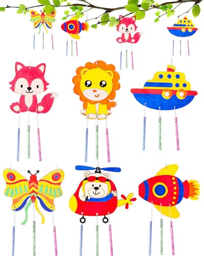 BPTRKOM 6-teiliges Set Windspiel-Bastelset - Vogelmobiliar-Set mit 24 Klangröhren - Pädagogisches DIY-Set ab 6 Jahren für Garten/Gartenhaus/Kinderzimmer(Zufällige Stile) von BPTRKOM