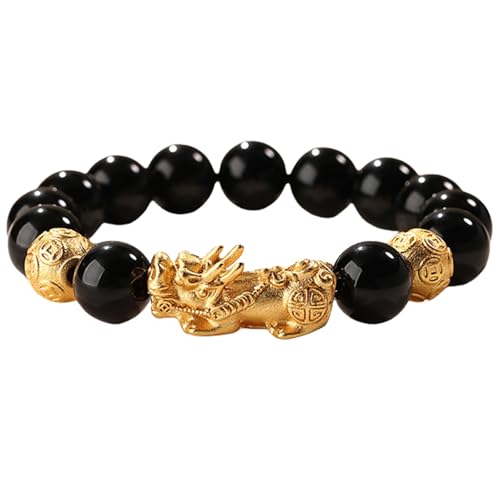 Feng Shui Pixiu Schwarzer Obsidian Reichtum Armband für Männer und Frauen, Feng Shui Armband für Glück und Reichtum, 8mm, Stein, Obsidian Feng Shui Pixiu Schwarzer Obsidian Reichtum Armband für Männer und Frauen, Feng Shui Armband für Glück und Reichtum, 8mm, Stein, Obsidian von BPUO