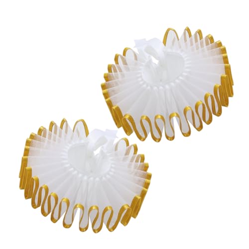 BPURB 2 Stück Renaissance Tudor Elisabethan Rüschen Handgelenksmanschetten Clown Handmanschette Armbänder Viktorianisch Kostüm Fancy Dress Zubehör für Halloween Karneval von BPURB