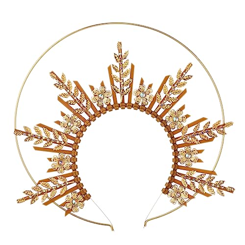 BPURB Gothic Göttin Gold Halo Krone Spike Zip Tie Mary Stirnband Halloween Kopfbedeckung für Damen (Gold-6) von BPURB