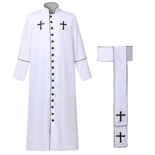 BPURB Herren Geistlicher Robe Gewänder der katholischen Priester der Kirche Vater Messe Messgewand Gewänder(XXXL, weiß) von BPURB