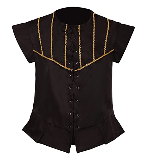 BPURB Herren Steampunk Wikinger Piraten Lace-up Ärmellos Weste Mantel Renaissance Mittelalter Cosplay Jacke Viktorianisches Kostüm, Größe L, Braun von BPURB