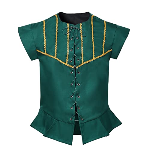 BPURB Herren Steampunk Wikinger Piraten Lace-up Ärmellos Weste Mantel Renaissance Mittelalter Cosplay Jacke Viktorianisches Kostüm, Größe M, Grün von BPURB