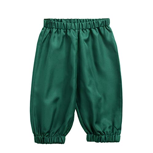 BPURB Jungen Mittelalter Kolonial Kostüm Hose Kinder 18. Jahrhundert Kolonial Kostüm Schlüpfer Hosen mit Gummizug(XL, Grün) von BPURB