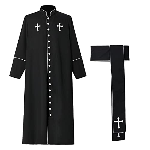 BPURB Römisch Katholische Kirche Priester Soutane Robe mit Gürtel Papst Bischof Pfarrer Klerus Gewänder Herren Priester Kostüm von BPURB