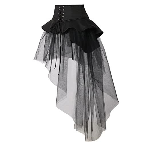 BPURB Steampunk Viktorianisch Rüschen Tutu Tüll Rock für Damen Taillengürtel Korsett Kostüm Petticoat Unterrock Pirat Cosplay Halloween Kleid von BPURB