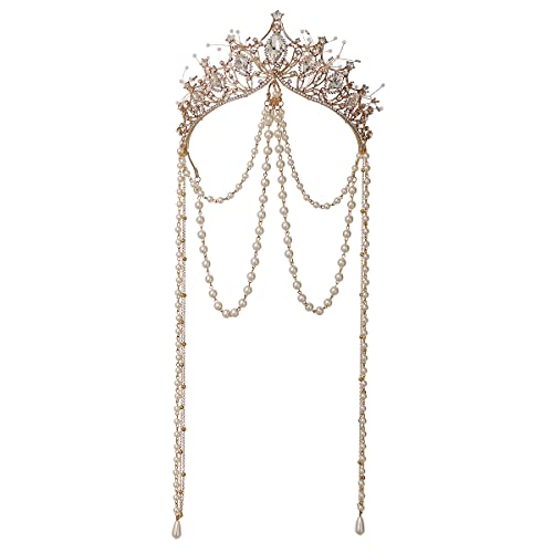Kristallkrone für Damen, Vintage-Königin, Prinzessin, Tiara, Brautschmuck, Strass-Krone, Verkleidung, Hochzeit, Abschlussball, Festzug, Perlenkrone, Haarschmuck, Kristall Perle Strass von BPURB