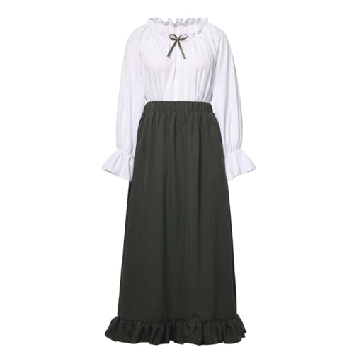 Mittelalterliches Renaissance-Kleid für Damen viktorianischer Bauer schulterfrei Bluse Oberteil Rock langärmelig Vintage-Kleid von BPURB