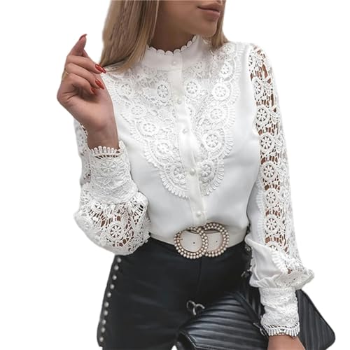 BPVCMHOS Bluse Bluse Für Frauen Kleidung Herbst Winterrock Weibliche Langarm-Weiss-L von BPVCMHOS