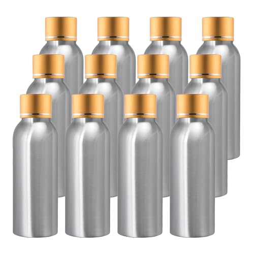 BPZXL 12 Stück, 100ml Silber Aluminium flaschen mit Gold Aluminium Schraubdeckeln Öl Flaschen Makeup Entferner Kosmetik Behälter von BPZXL