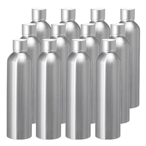 BPZXL 12 Stück, 250ml Silber Aluminium flaschen mit Silber Aluminium Schraubdeckeln Öl Flaschen Makeup Entferner Kosmetik Behälter von BPZXL