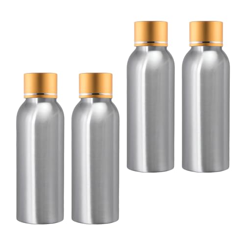 BPZXL 4 Stück, 100ml Silber Aluminium flaschen mit Gold Schraubdeckeln Öl Flaschen Makeup Entferner Kosmetik Behälter BPZXL 4 Stück, 100ml Silber Aluminium flaschen mit Gold Schraubdeckeln Öl Flaschen Makeup Entferner Kosmetik Behälter von BPZXL