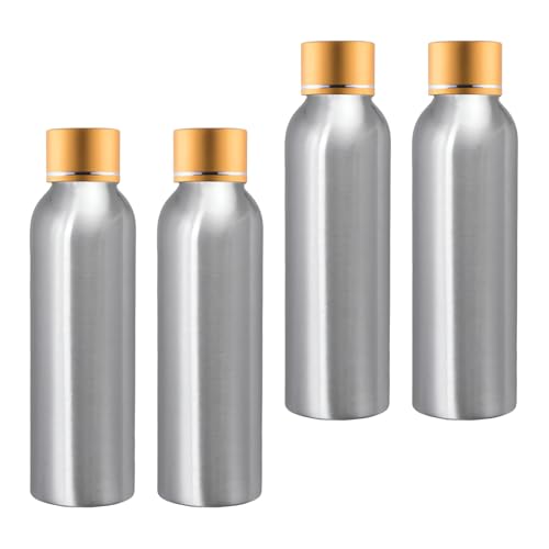 BPZXL 4 Stück, 120ml Silber Aluminium flaschen mit Gold Aluminium Schraubdeckeln Öl Flaschen Makeup Entferner Kosmetik Behälter von BPZXL