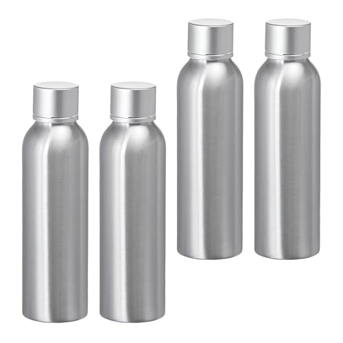 BPZXL 4 Stück, 120ml Silber Aluminium flaschen mit Silber Aluminium Schraubdeckeln Öl Flaschen Makeup Entferner Kosmetik Behälter von BPZXL