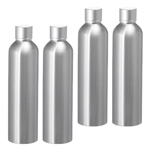 BPZXL 4 Stück, 250ml Silber Aluminium flaschen mit Silber Aluminium Schraubdeckeln Öl Flaschen Makeup Entferner Kosmetik Behälter von BPZXL