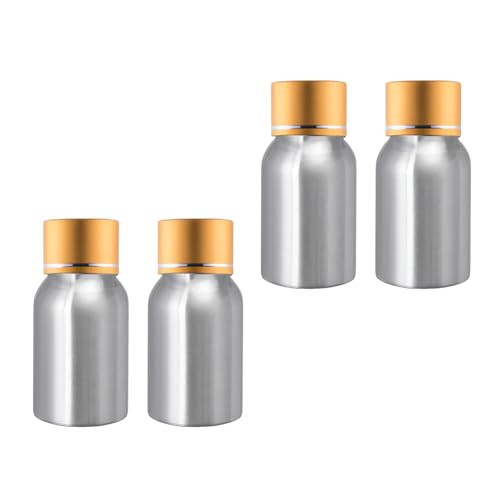 BPZXL 4 Stück, 30ml Silber Aluminium flaschen mit Gold Aluminium Schraubdeckeln Öl Flaschen Makeup Entferner Kosmetik Behälter von BPZXL