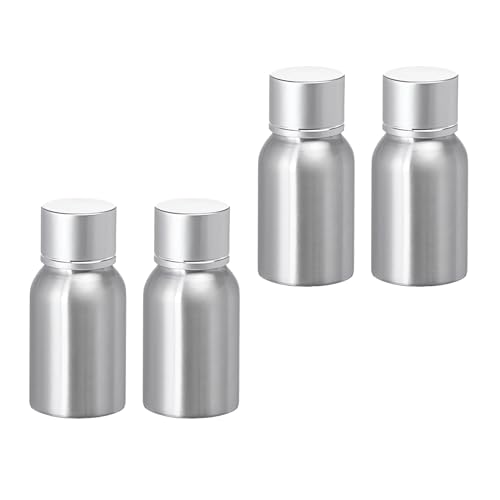 BPZXL 4 Stück, 30ml Silber Aluminium flaschen mit Silber Aluminium Schraubdeckeln Öl Flaschen Makeup Entferner Kosmetik Behälter von BPZXL