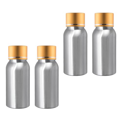 BPZXL 4 Stück, 50ml Silber Aluminium flaschen mit Gold Aluminium Schraubdeckeln Öl Flaschen Makeup Entferner Kosmetik Behälter von BPZXL