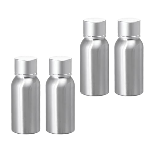 BPZXL 4 Stück, 50ml Silber Aluminium flaschen mit Silber Aluminium Schraubdeckeln Öl Flaschen Makeup Entferner Kosmetik Behälter von BPZXL