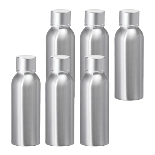 BPZXL 6 Stück, 100ml Silber Aluminium flaschen mit Silber Aluminium Schraubdeckeln Öl Flaschen Makeup Entferner Kosmetik Behälter von BPZXL