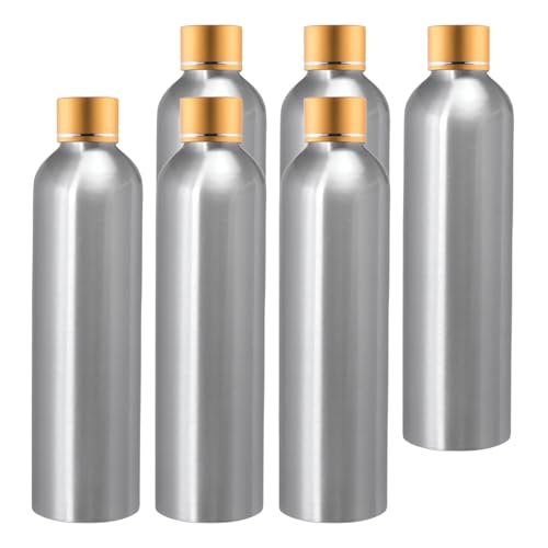 BPZXL 6 Stück, 250ml Silber Aluminium flaschen mit Gold Aluminium Schraubdeckeln Öl Flaschen Makeup Entferner Kosmetik Behälter von BPZXL