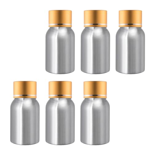 BPZXL 6 Stück, 30ml Silber Aluminium flaschen mit Gold Aluminium Schraubdeckeln Öl Flaschen Makeup Entferner Kosmetik Behälter von BPZXL