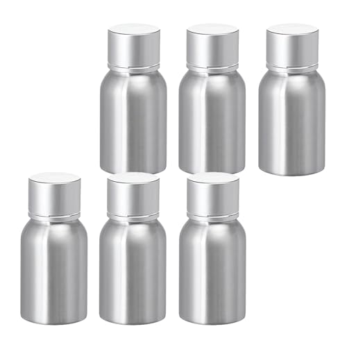 BPZXL 6 Stück, 30ml Silber Aluminium flaschen mit Silber Aluminium Schraubdeckeln Öl Flaschen Makeup Entferner Kosmetik Behälter von BPZXL