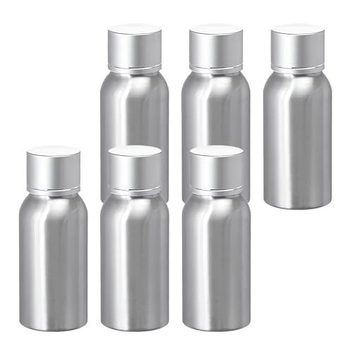 BPZXL 6 Stück, 50ml Silber Aluminium flaschen mit Silber Aluminium Schraubdeckeln Öl Flaschen Makeup Entferner Kosmetik Behälter von BPZXL