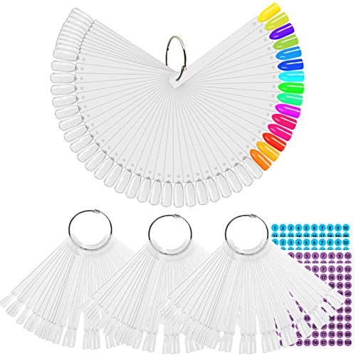 200 Stück Nail Swatch Sticks mit Ring, BQAN Nails Art Display Nail Swatch Sticks | Nail Practice Sticks for Nail Polish Display Tips, 4 Pack Number Stickers (1~100 Number Posted) von BQAN