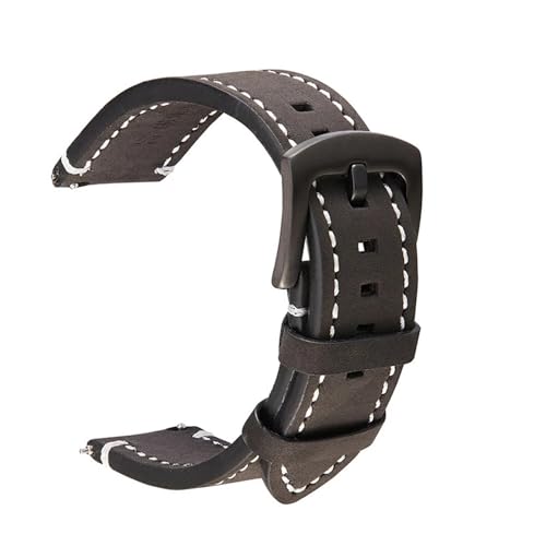 BQAXUREW EDVENA 18mm 20mm 22m 24mm Quick Release Leder Uhrenarmbänder Casual Gürtel Smart Uhr Armband Weiche Bequeme Armband Armbanduhr Band(Black,24mm) von BQAXUREW