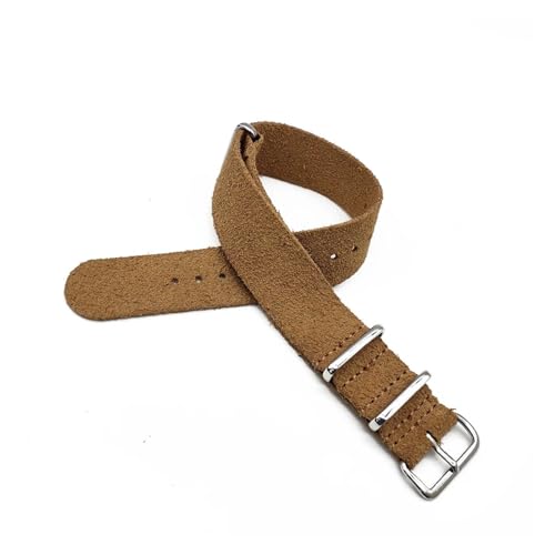 BQAXUREW EDVENA 20mm 22mm Wildleder Leder Armband Poliert Schnalle Männer Ersatz Handgelenk Uhrenarmbänder Armband For Uhr Zubehör(Khaki,22mm) von BQAXUREW